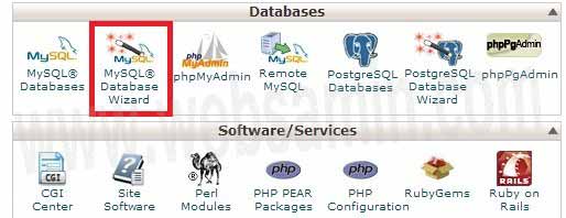 دست‌رس به MySQL Database Wizard